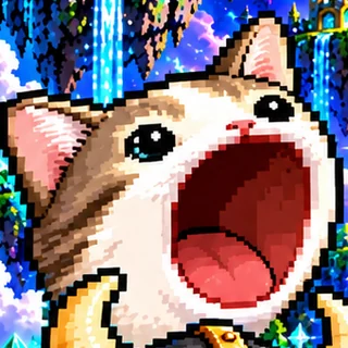 Pixel art screaming cat